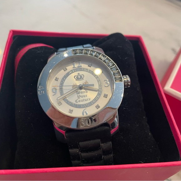 Juicy Couture Black & Silver with crystal studs and Silicone band ladies watch. - Picture 3 of 8